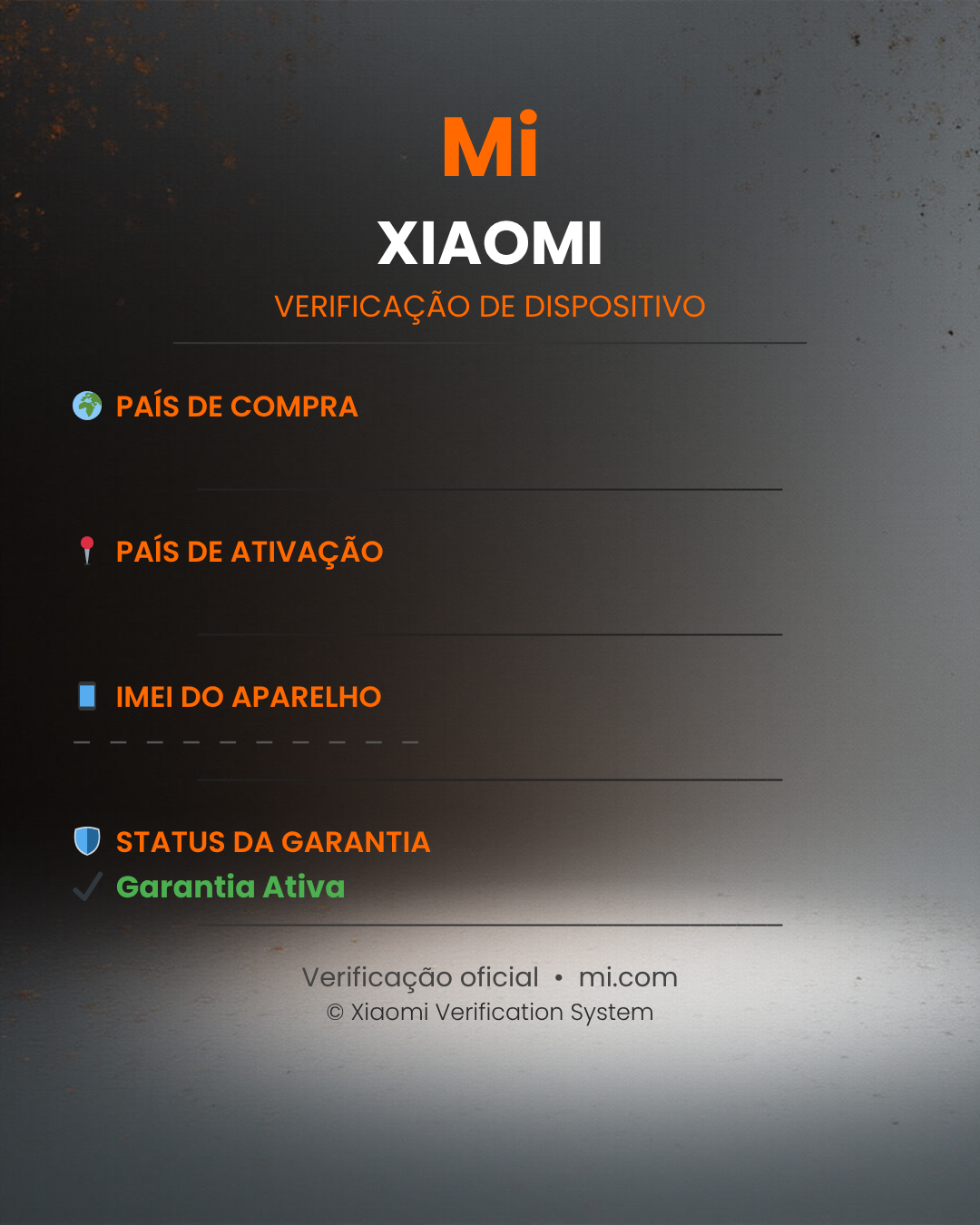 Verificação de status de bloqueio Xiaomi Mi (ligado/desligado) => IMEI/Código