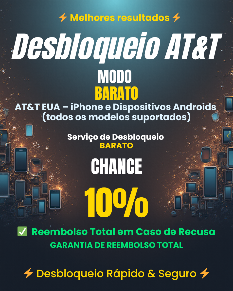 Desbloqueio AT&T Modo Barato AT&T EUA – iPhone e Dispositivos Androids ( Ler Descrição)