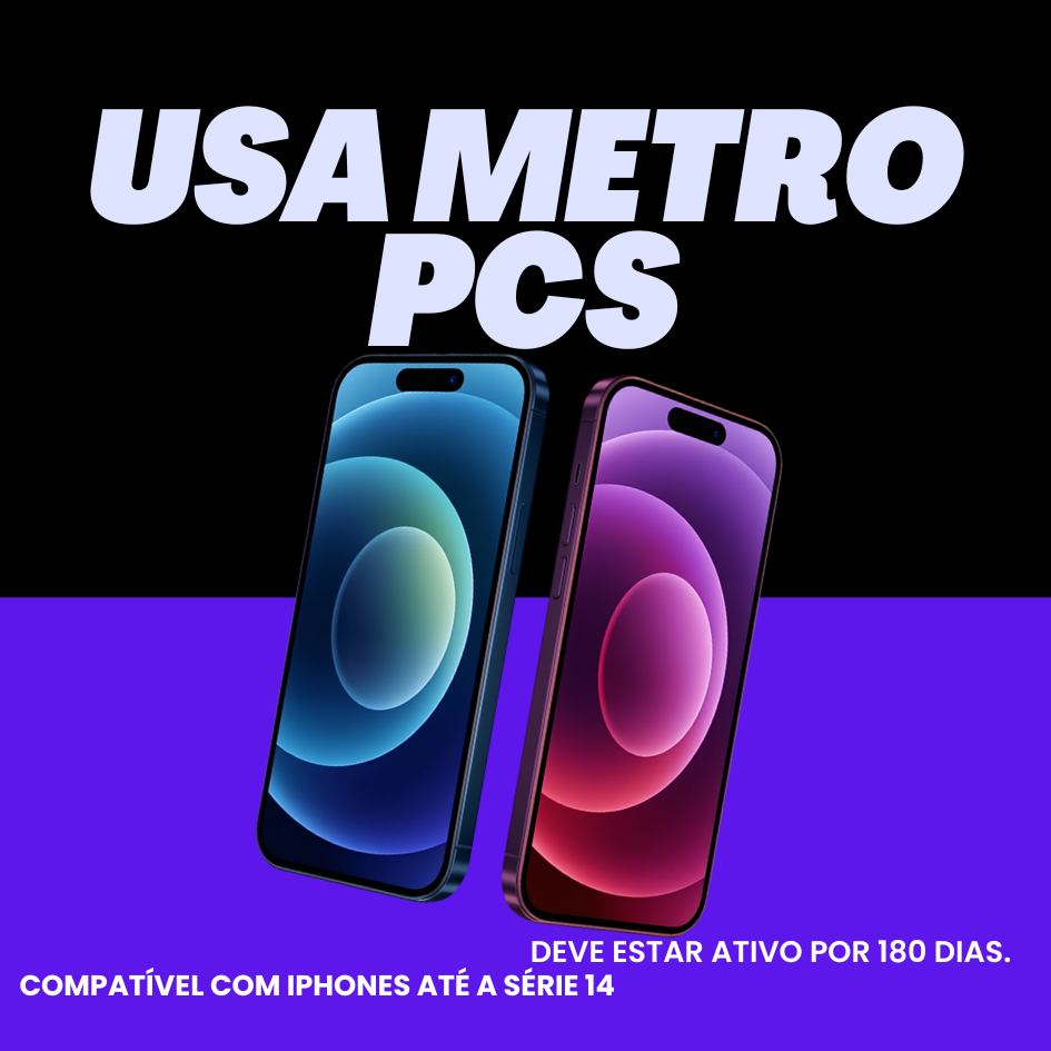 Compatível com série iPhone 14 da Metro PCS nos EUA (deve estar ativa por 180 dias).